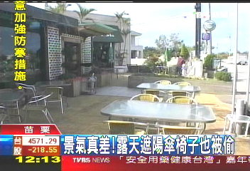 景氣真差！　露天遮陽傘椅子也被偷