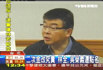 二次金改究責 林全、吳榮義遭點名