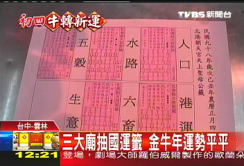3大廟抽國運籤　金牛年運勢平平