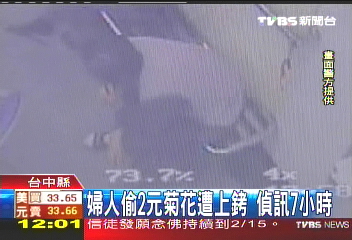 婦人偷2元菊花　遭上銬偵訊7小時