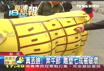 真丟臉！　「奔牛節」雕塑七成被破壞