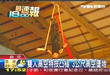 雙人高空特技凸槌　3公尺高空墜地
