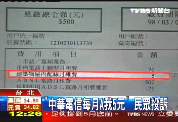 「中華電信每月A我5元」 民眾投訴