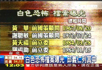 恐怖調局/白色恐怖檔案曝光 邱義仁列其中