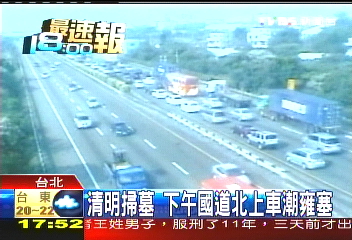 清明掃墓　下午國道北上車潮雍塞