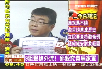 〈快訊〉9狙擊槍外流! 邱毅究責扁家軍