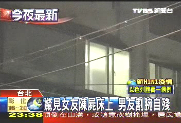 驚見女友陳屍床上 男友割腕自殘