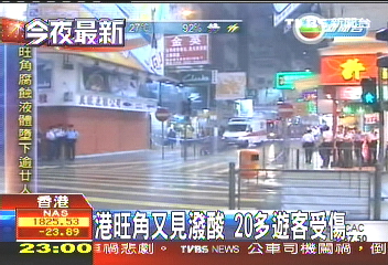 港旺角又見潑酸 20多遊客受傷