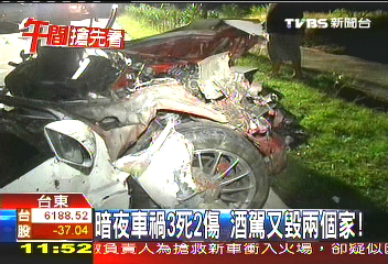 暗夜車禍3死2傷 酒駕又毀2個家!