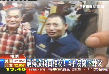 窮得沒錢買棺材! 4子沒錢下葬父