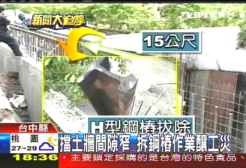 擋土牆間隙窄 拆鋼樁作業釀工災