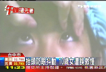 抬頭防眼抖動　10歲女遭誤傲慢