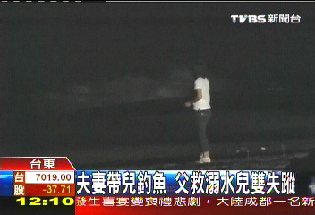 夫妻帶兒釣魚　父救溺水兒雙失蹤