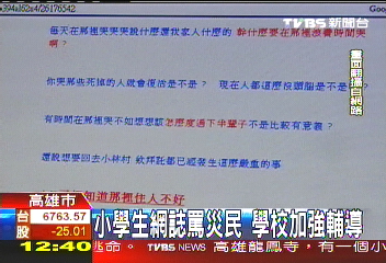 小學生網誌罵災民　學校加強輔導