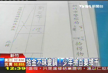 拾金不昧變調! 少年撿百要領千