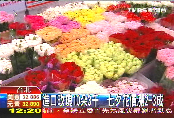 進口玫瑰10朵3千 七夕花價漲2-3成