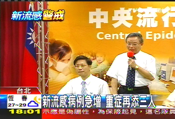 H1N1重症添3例　每週感染破1.4萬人