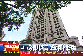 中市房價創新高 356坪叫價2億8