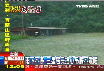 芭瑪颱風／雨下不停　三星居民提心吊膽不敢睡