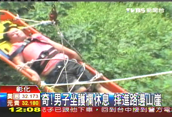 奇！男子坐護欄休息　摔進路邊山崖