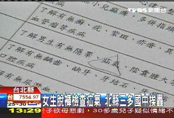 女生脫褲檢查疝氣 北縣三多國中挨轟