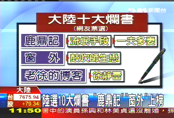 陸選10大爛書　「鹿鼎記」、「窗外」上榜
