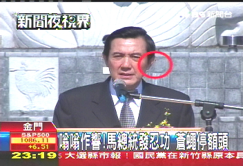 嗡嗡作響!馬總統發忍功 蒼蠅停額頭