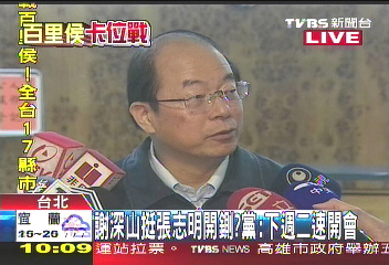 〈快訊〉謝深山挺張志明開鍘？　黨：下週二速開會