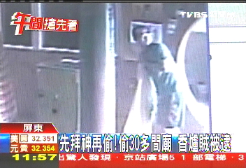 先拜神再偷！偷30多間廟　香爐賊被逮