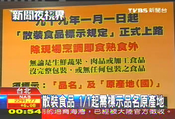 食的安全　散裝食品標示規定1/1上路