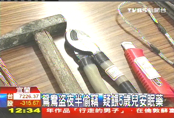 鴛鴦盜夜半偷竊 疑餵5歲兒安眠藥