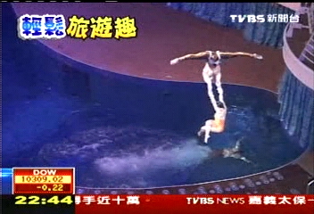 劇場跳水表演吸睛　遊輪越夜越美