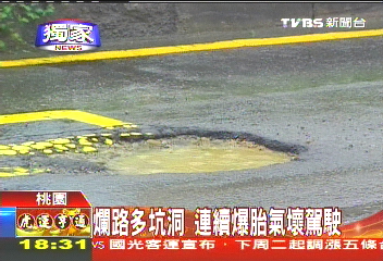 〈獨家〉爛路多坑洞 連續爆胎氣壞駕駛