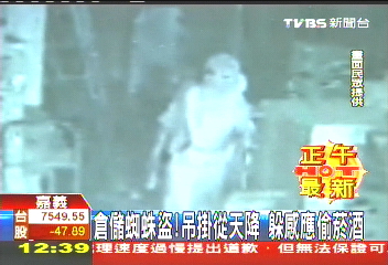 倉儲蜘蛛盜!吊掛從天降 躲感應偷菸酒