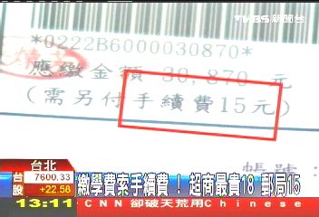 繳學費索手續費! 超商最貴18、郵局15