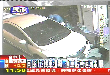 〈獨家〉同條街2轎車遭竊 偷車賊著連身制服