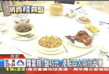 蘿蔔糕1盤45元　港點四人同行半價