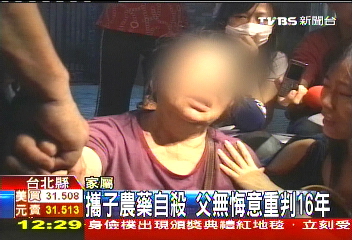 攜子農藥自殺 父無悔意重判16年