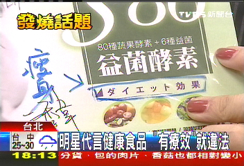 明星代言健康食品　「有療效」就違法