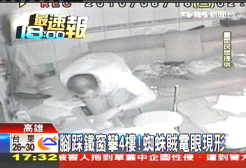 腳踩鐵窗攀4樓! 蜘蛛賊電眼現形