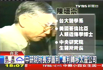 中研院所長涉圖利 專利轉移太座公司