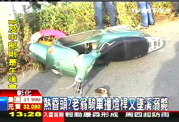熱昏頭? 老翁騎車撞燈桿又墜溪溺斃