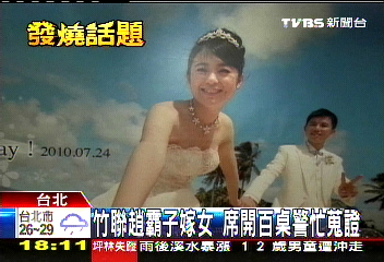 竹聯趙霸子嫁女 席開百桌警忙蒐證