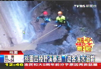 桃園四稜野溪暴漲　1遊客落水溺斃