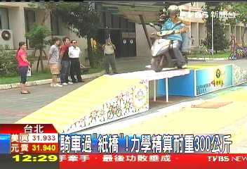 騎車過「紙橋」！　力學精算耐重300公斤