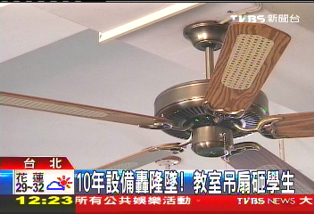 10年設備轟隆墜！　教室吊扇砸學生