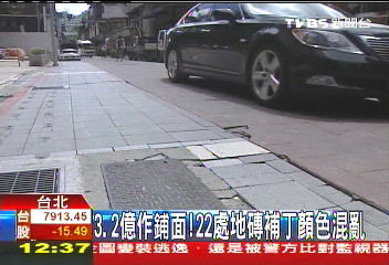 3.2億作鋪面! 22處地磚補丁顏色混亂