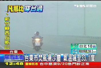 凡那比颱風／台東市焚風揚沙塵　氣溫飆至33.3度