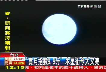 「賞月指數9.9分」 木星衝今大又亮