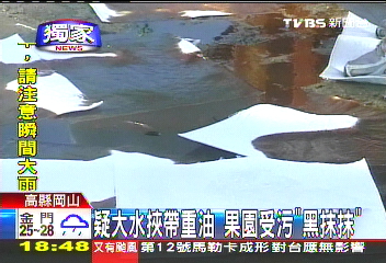 凡那比颱風/〈快訊〉工廠油污漂流 附近果園遭重油污染